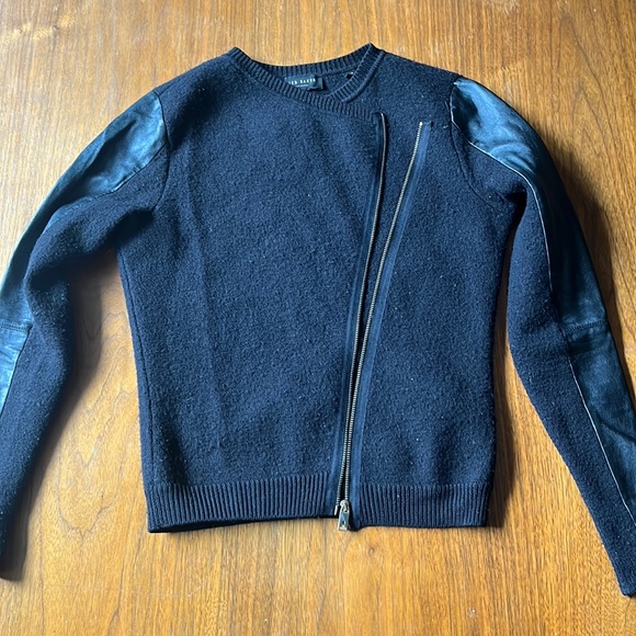 Ted Baker woolen jacket with leather sleeves. - Picture 3 of 7